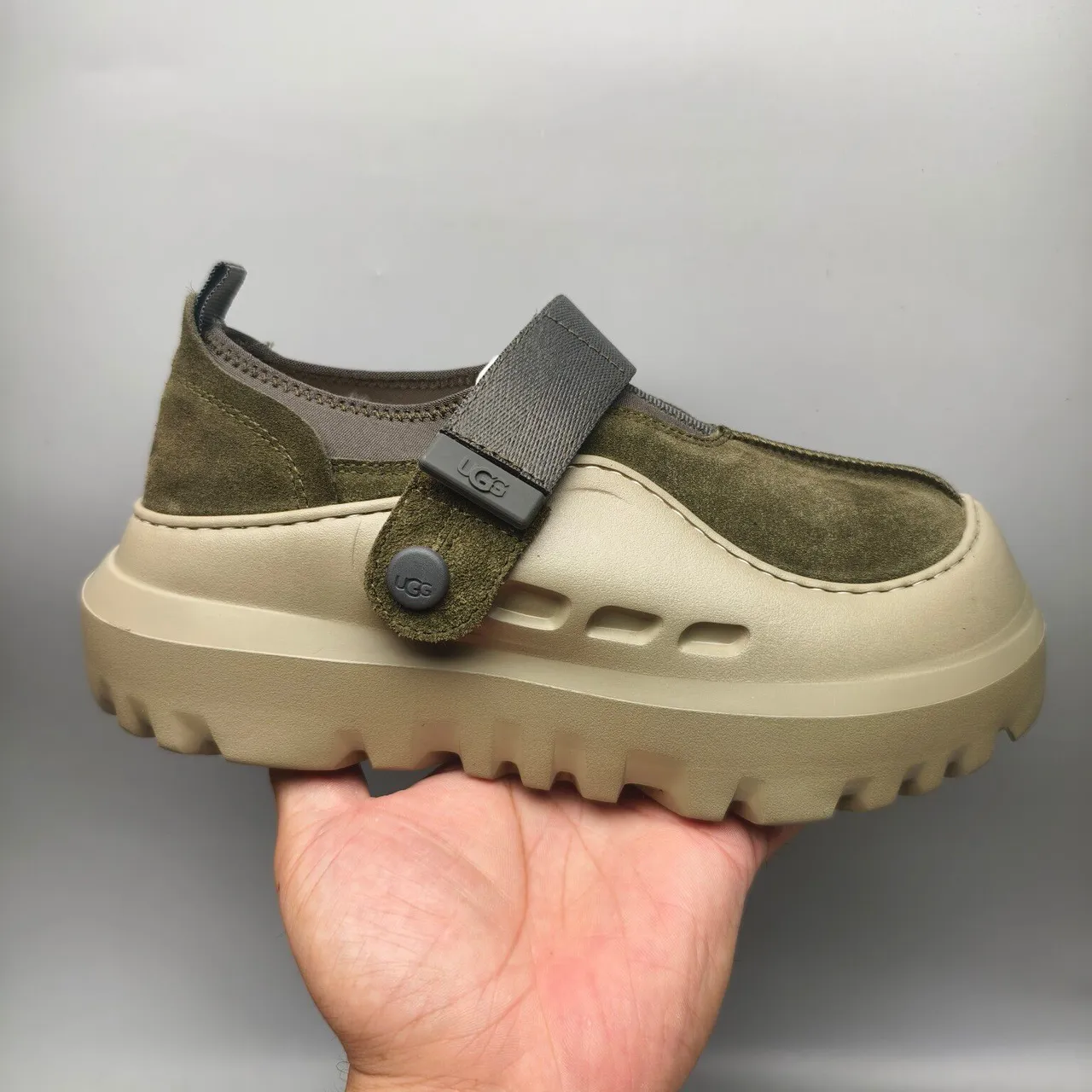 UGG Tasman Olive Green Suede Strap Clog 2