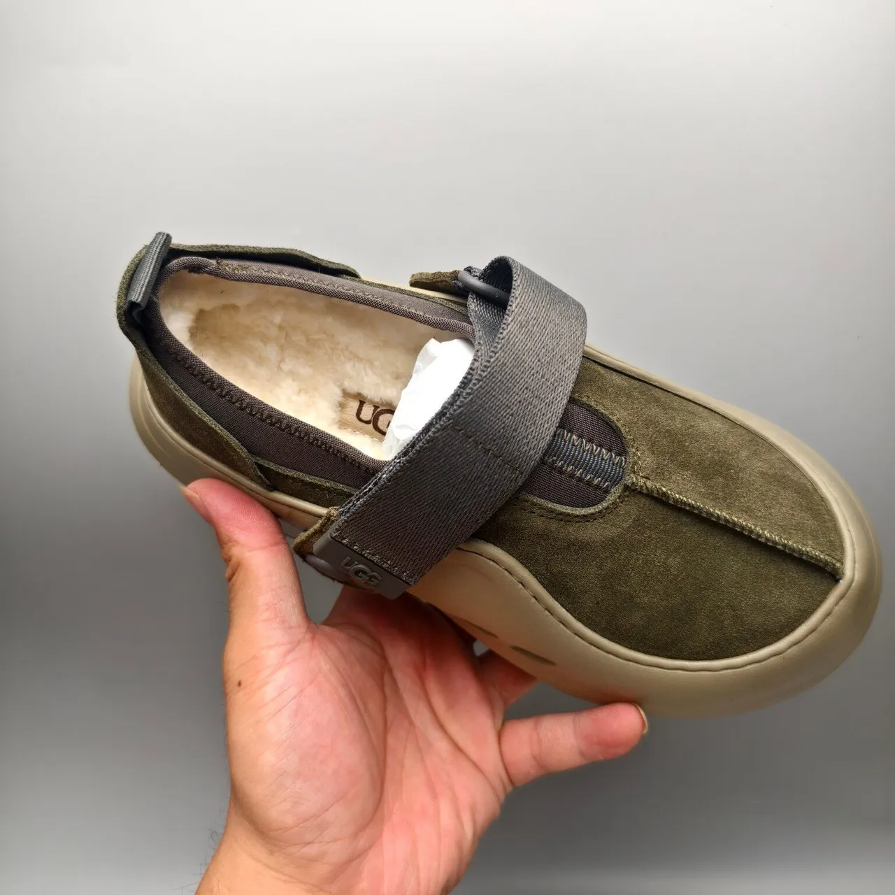 UGG Tasman Olive Green Suede Strap Clog 3