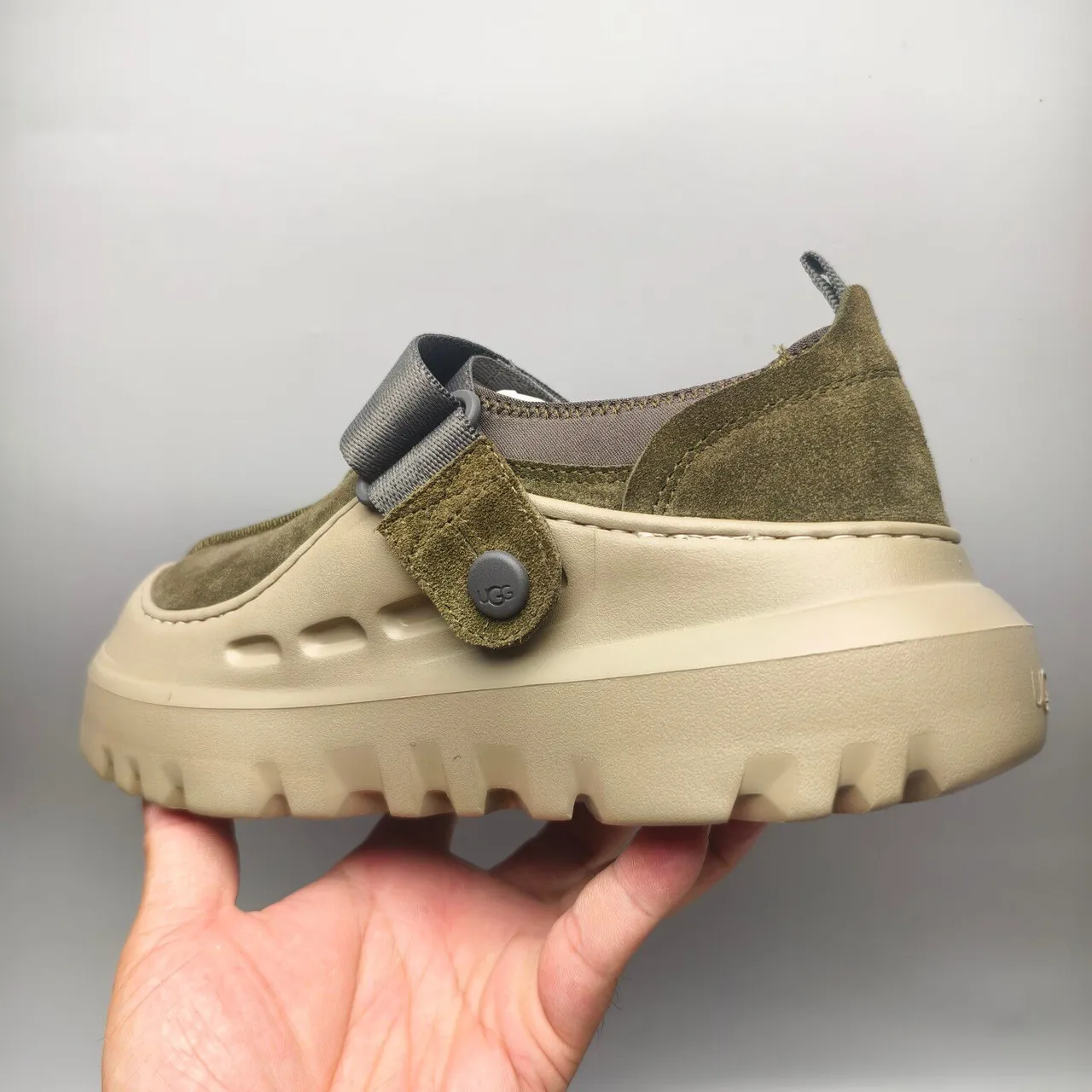 UGG Tasman Olive Green Suede Strap Clog 4