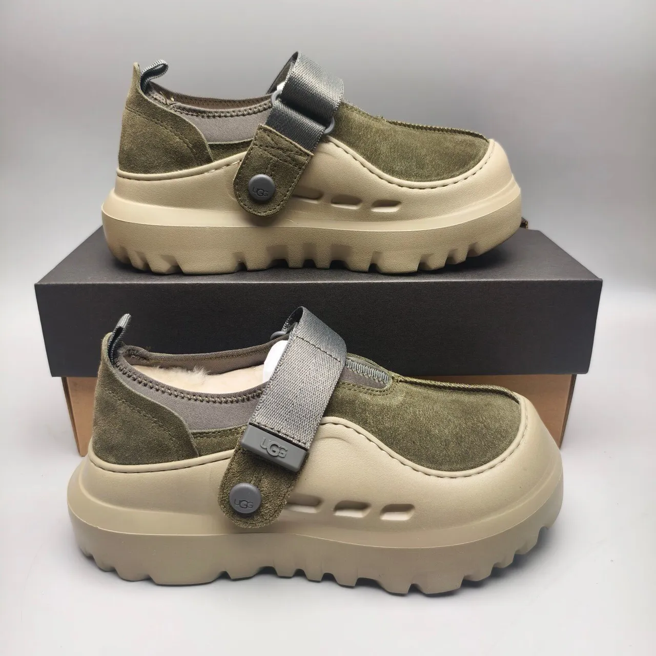 UGG Tasman Olive Green Suede Strap Clog 5