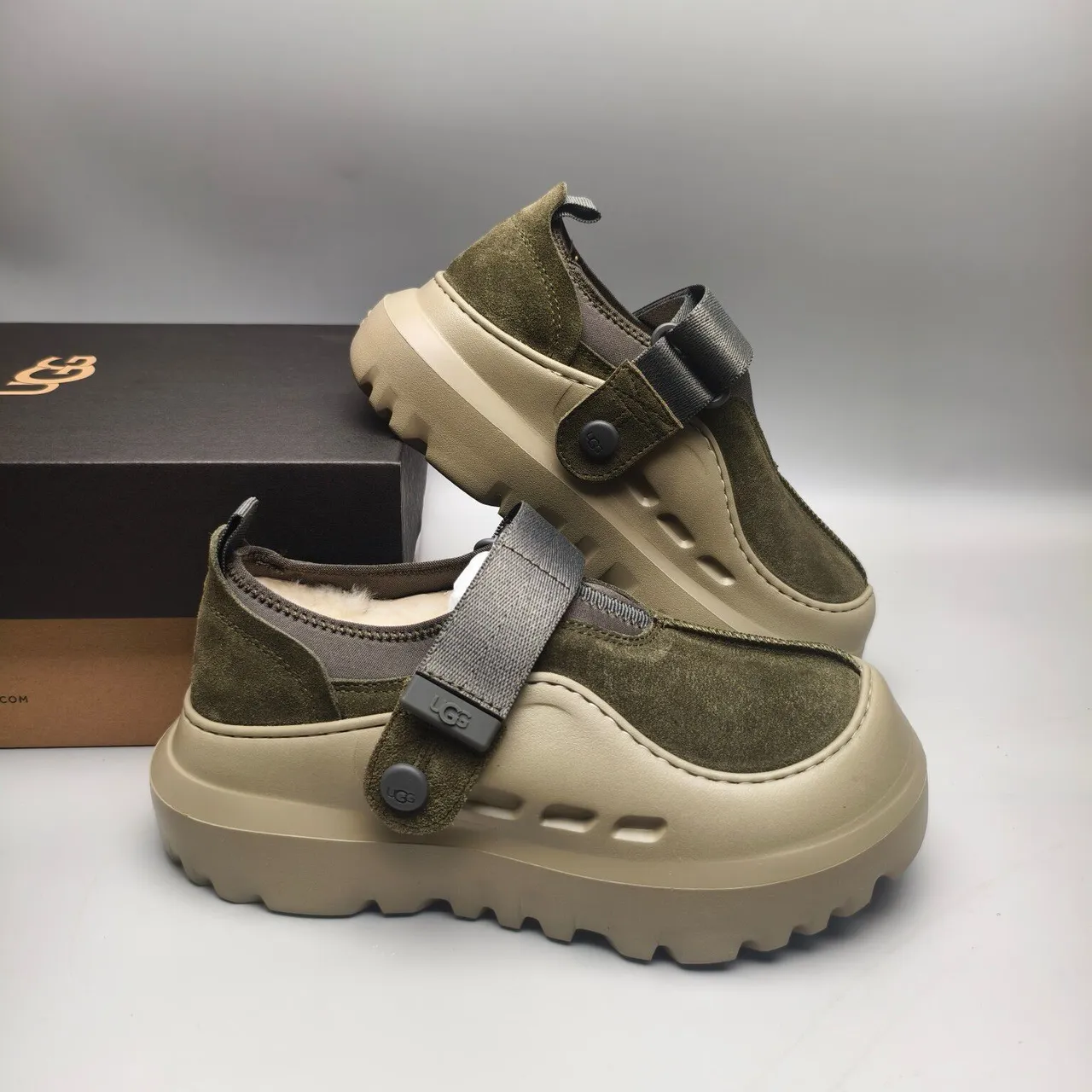 UGG Tasman Olive Green Suede Strap Clog 6