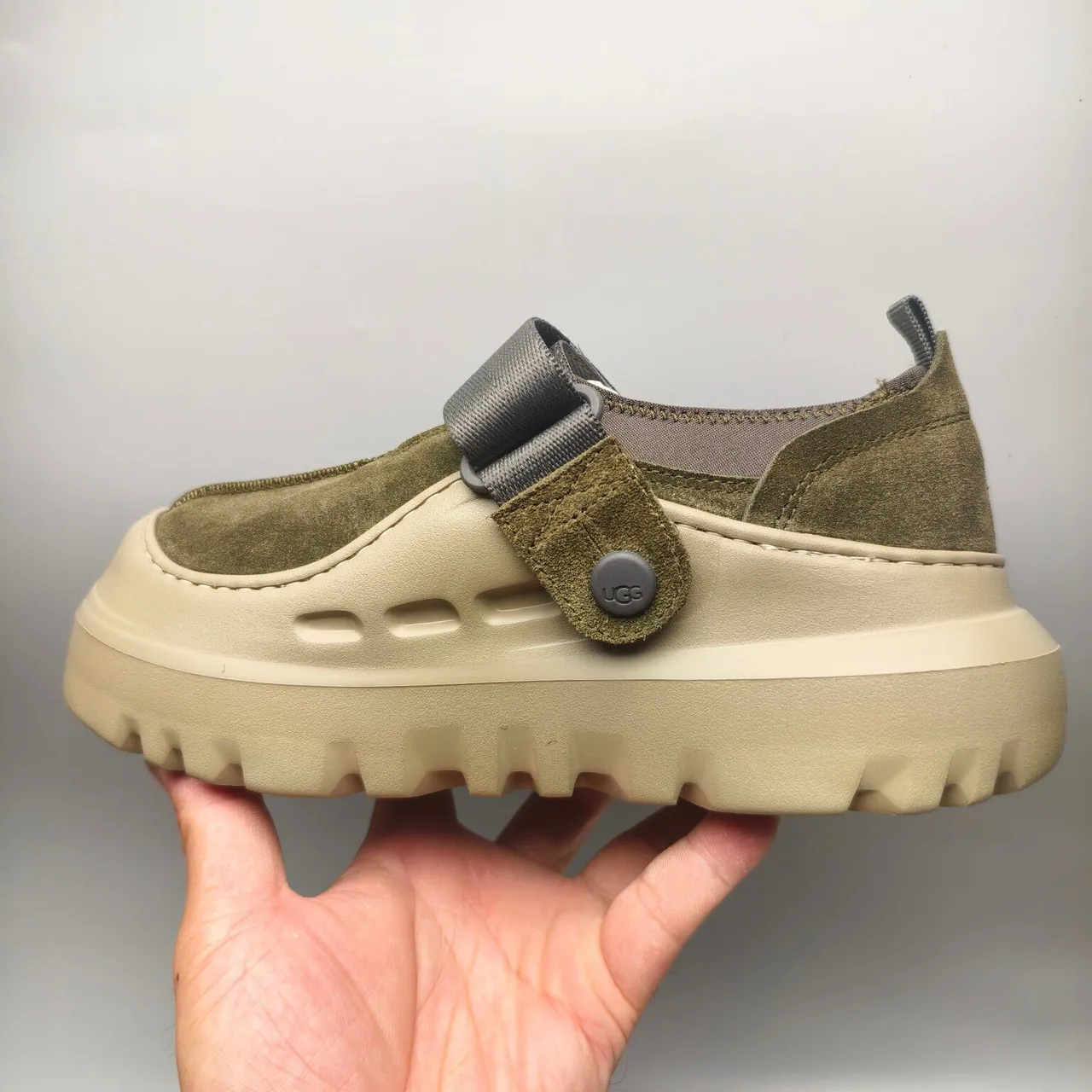 UGG Tasman Olive Green Suede Strap Clog 7