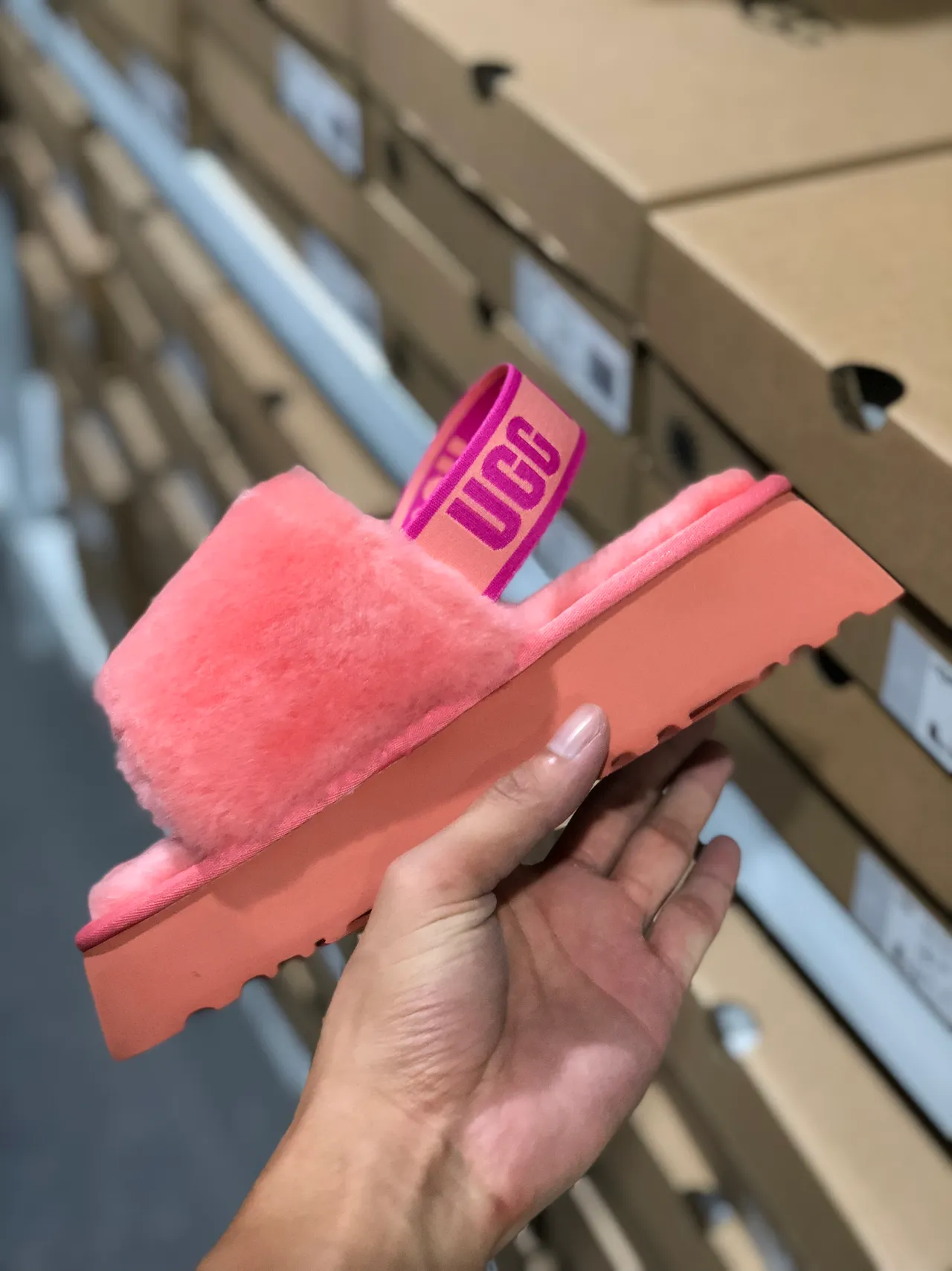 UGG Tasman Pink Plush Platform Slippers 4