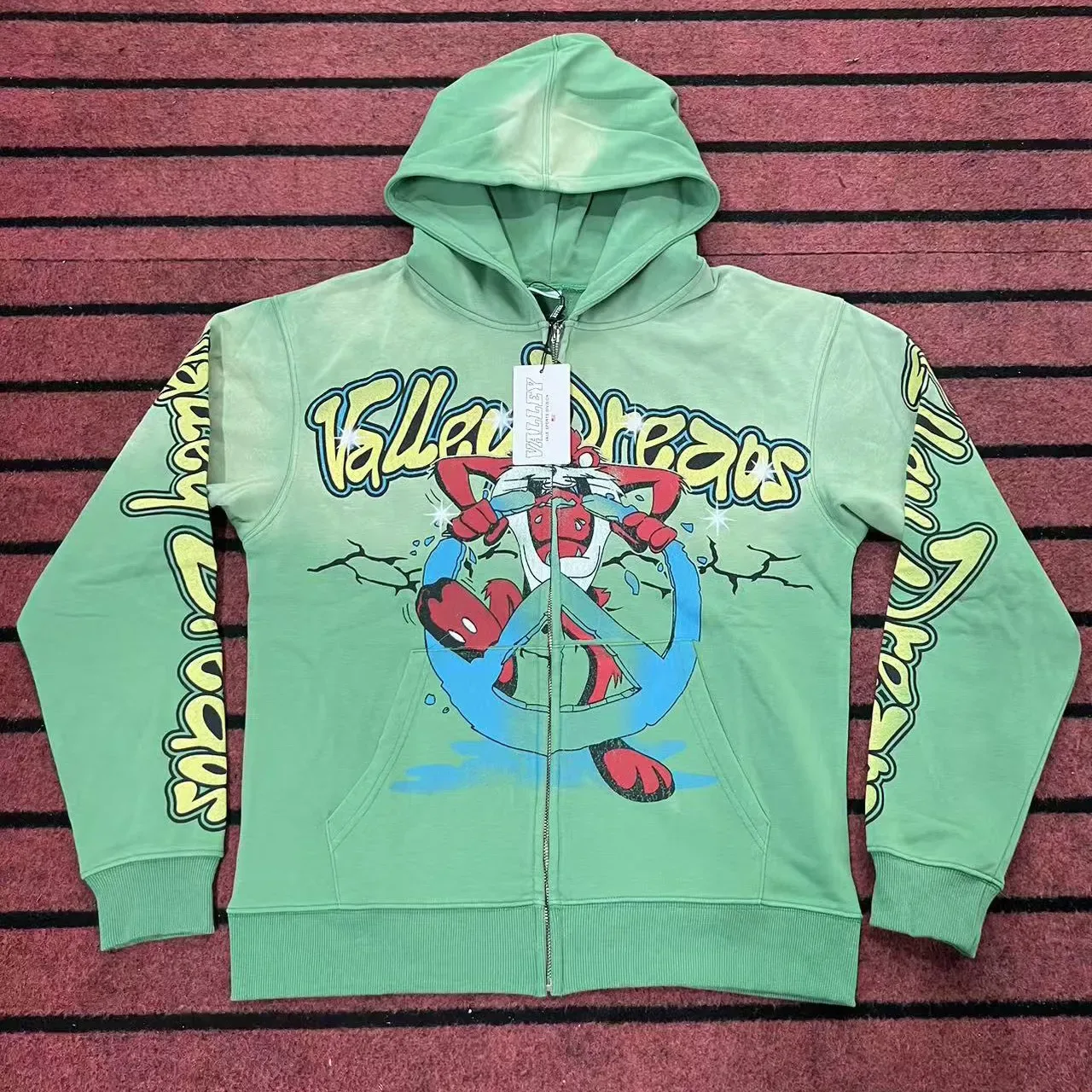 Vale Forever Graphic-Print Gradient Green Full-Zip Hoodie 3