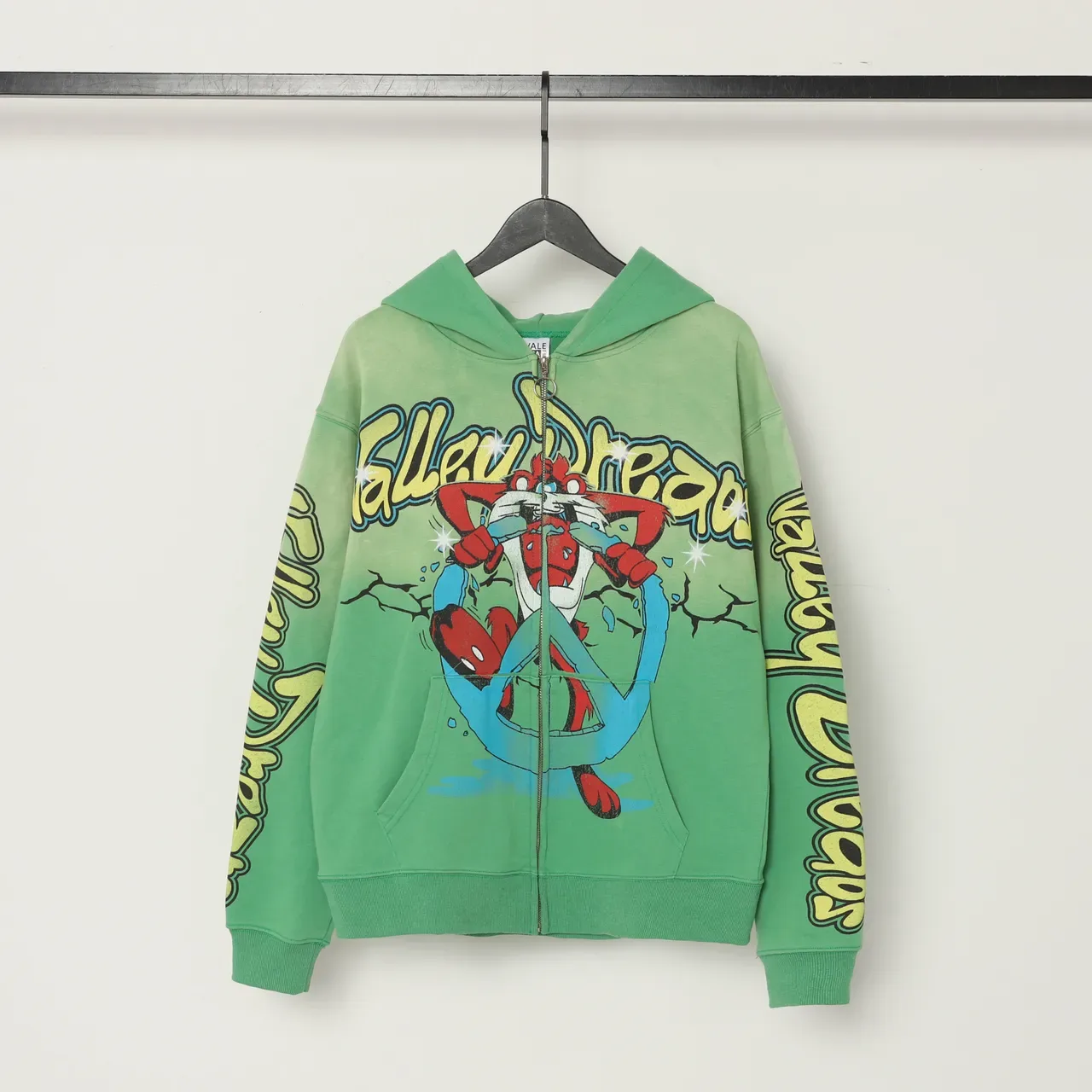 Vale Forever Graphic-Print Gradient Green Full-Zip Hoodie 4