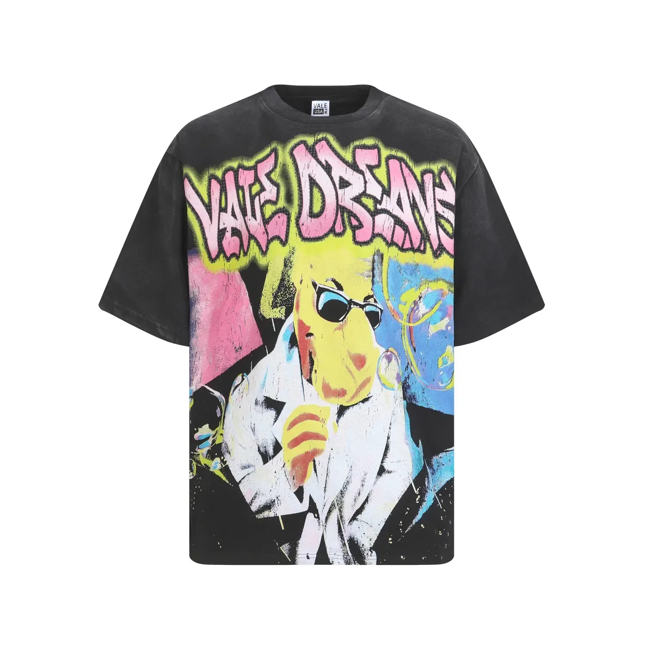 Camiseta preta oversized com estampa graffiti Vale Forever 3