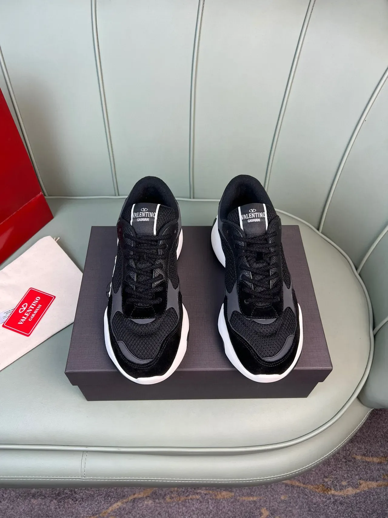 Valentino Black White Sole Mixed-Material Upper Chunky Sneakers 9