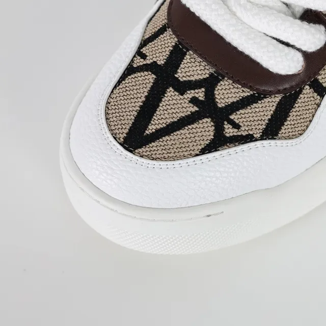 Valentino Open White Brown Monogram Jacquard Upper Geometric Midsole Lifestyle Sneakers 5
