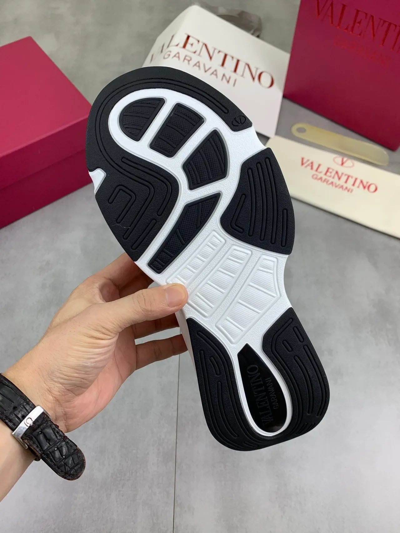 Valentino Red Green Sole Mesh And Suede Overlay Chunky Sneakers 3
