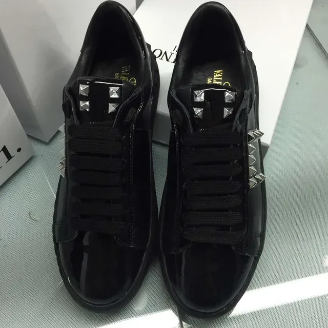 Valentino Rockstud Black Patent and Matte Leather Platform Lifestyle Sneakers 2