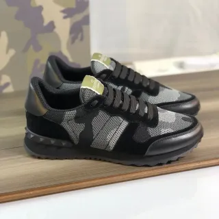 Valentino Rockstud Camo Mesh and Suede Lifestyle Sneakers