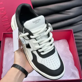 Valentino Rockstud White and Black Leather Lifestyle Sneakers