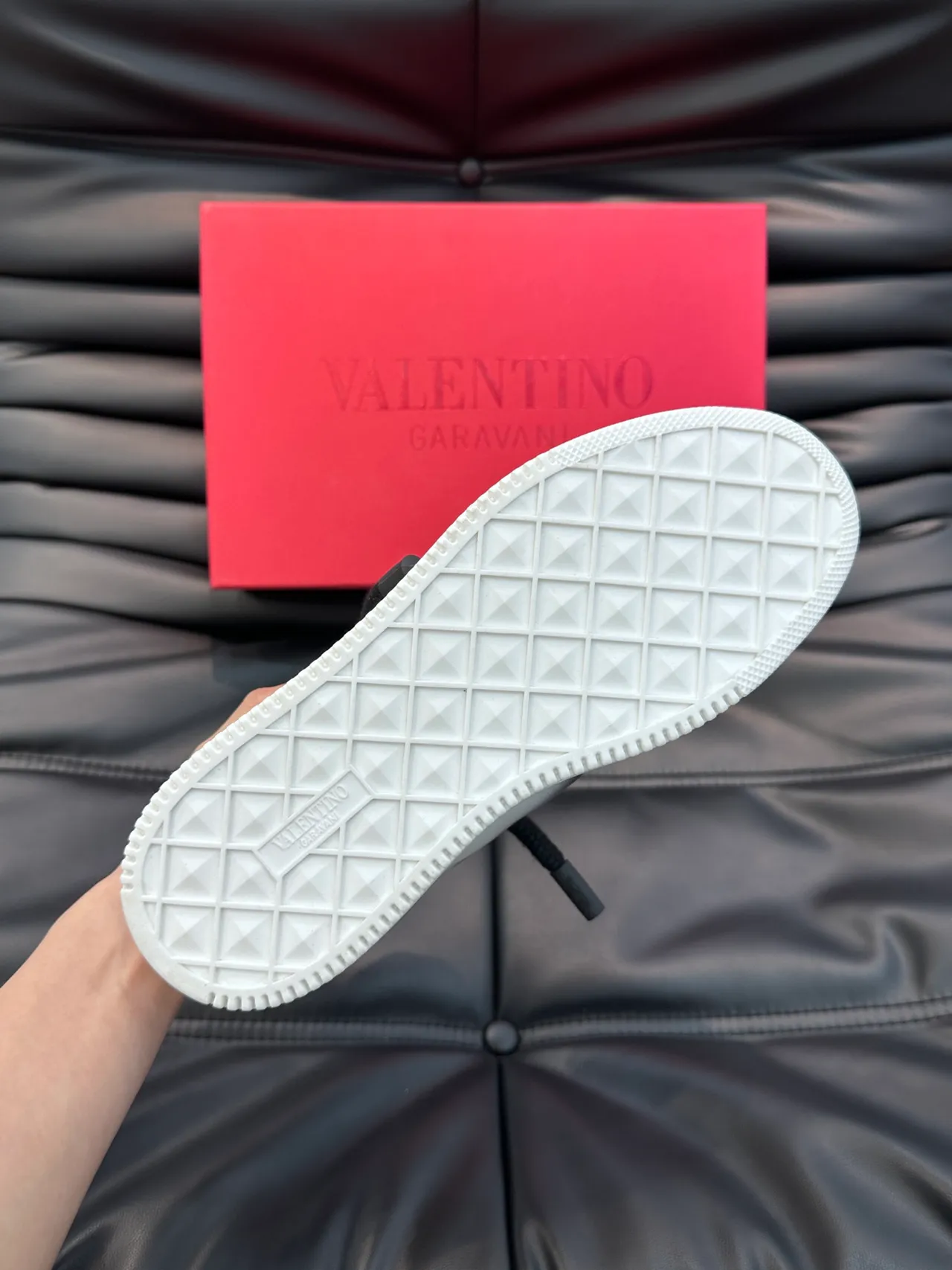 Valentino Rockstud White and Gray Leather Lifestyle Sneakers 2