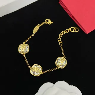 Valentino VLogo Charm de Cristal Pulsera Tono Dorado