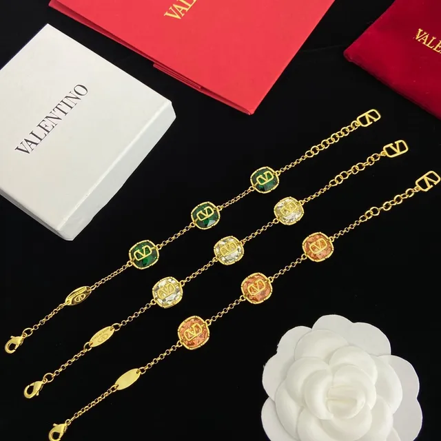 Valentino VLogo Crystal Charm Gold-Tone Bracelet 6