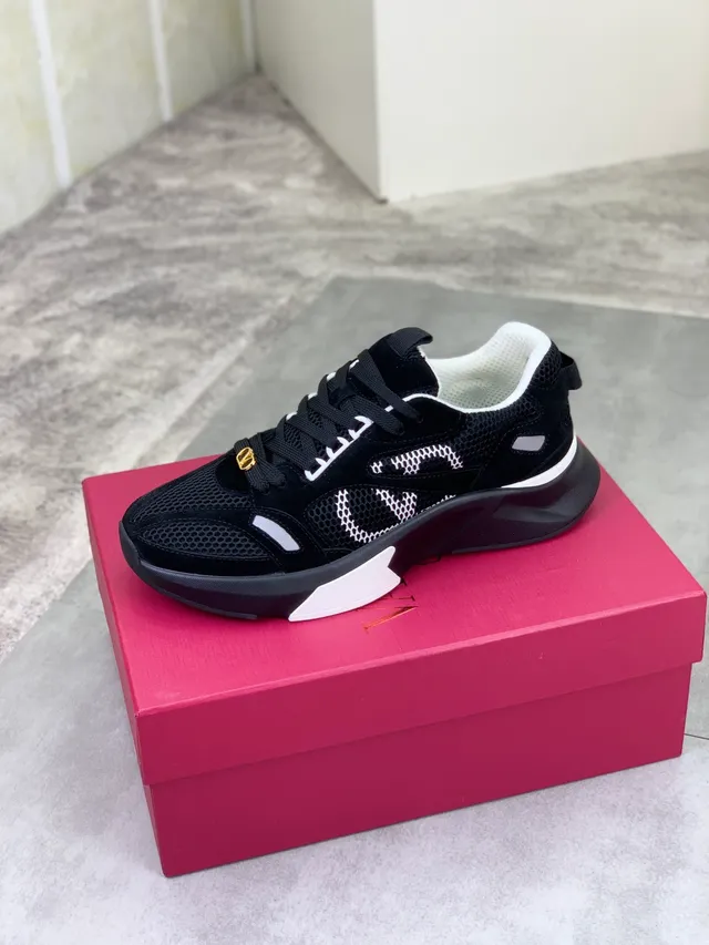 Valentino VLTN Black Mesh-Suede Chunky Sneakers 4