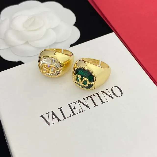 Valentino VLTN Logo Bagues en ton or avec gemmes facettées 5