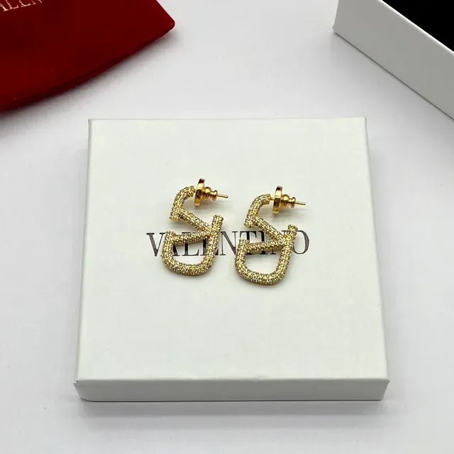 瓦伦蒂诺 VLTN Pavé 水晶 Logo 耳钉 5