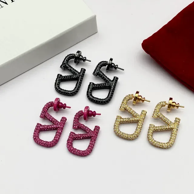 瓦伦蒂诺 VLTN Pavé 水晶 Logo 耳钉 6