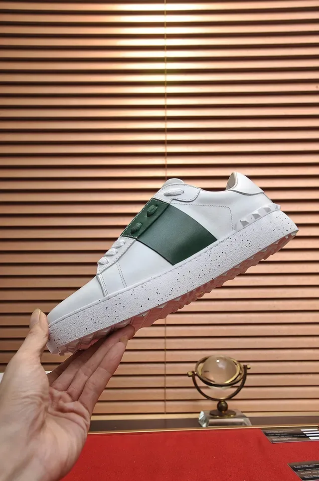 Valentino সাদা সবুজ চামড়া স্ট্রাইপ লাইফস্টাইল স্নিকার 6