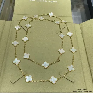 Van Cleef & Arpels Alhambra 20 Motif White Mother-of-Pearl and Gold Necklace