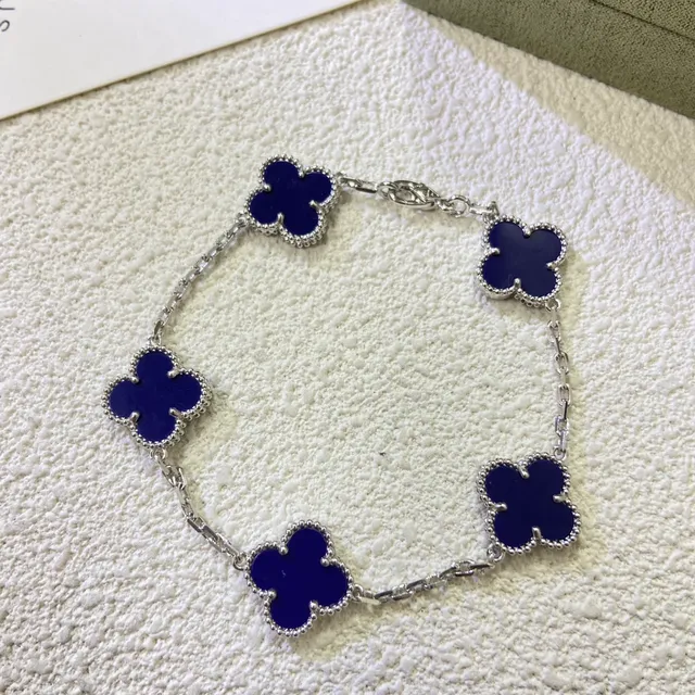 Van Cleef & Arpels Alhambra Blue Enamel Four-Leaf Clover Multi-Chain Necklace 4