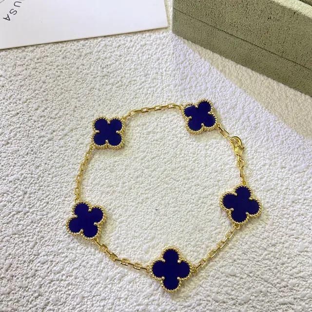 Van Cleef & Arpels Alhambra Blue Enamel Four-Leaf Clover Multi-Chain Necklace 5
