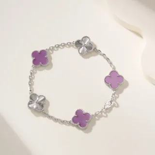 Van Cleef & Arpels Alhambra 五种图案 紫色和白金手镯