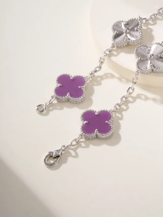 Van Cleef & Arpels Alhambra Cinq Motifs Bracelet Or Blanc et Violet 10