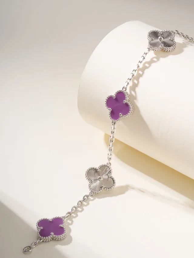 Van Cleef & Arpels Alhambra Cinq Motifs Bracelet Or Blanc et Violet 12
