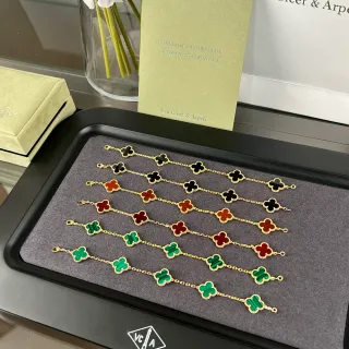 Van Cleef & Arpels Alhambra Gold Enamel Clover Bracelets