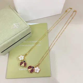 Van Cleef & Arpels Alhambra Ladybug and Flower Double-Pendant Necklace