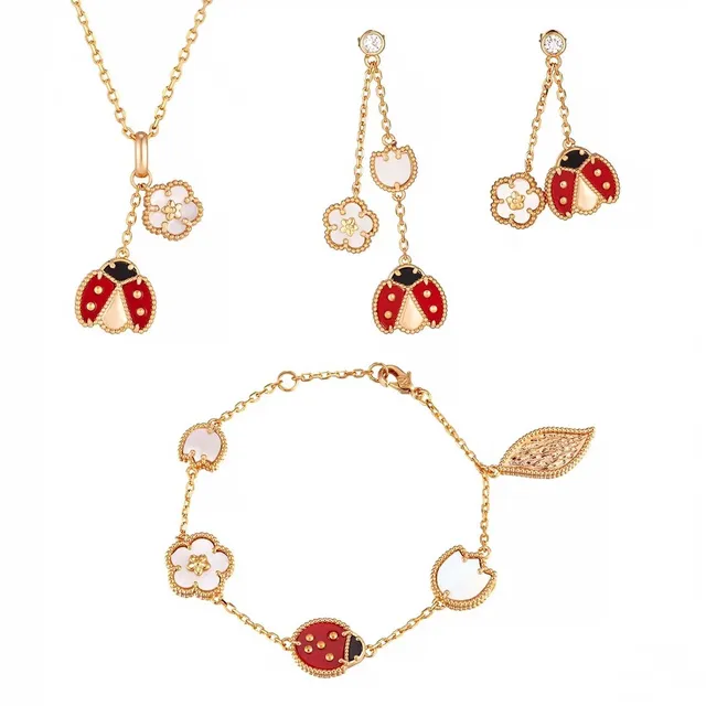 Van Cleef & Arpels Alhambra 瓢虫与花 双吊坠项链 2
