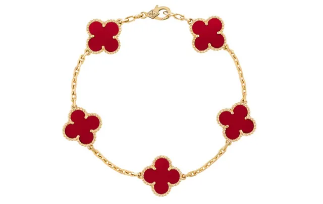Van Cleef & Arpels Alhambra Red Enamel Three Motif Gold Bracelet 2