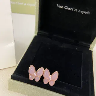 Van Cleef & Arpels Papillon Pink Chalcedony and Rose Gold Butterfly Earrings