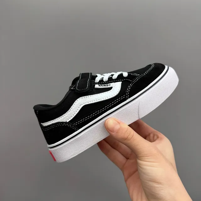 Vans Era Kids Black and White Checkerboard Skateboard Shoes 24