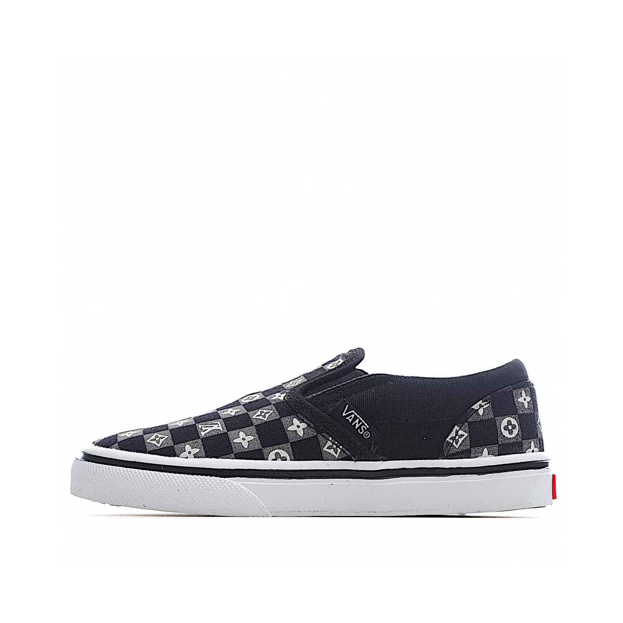 Vans Slip-On Navy Checkerboard Daisy Patchwork Canvas Shoes 13