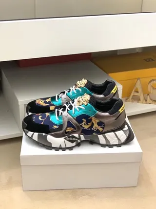 Versace Chain Reaction Baroque Print Lion Head Chunky Sneakers 7
