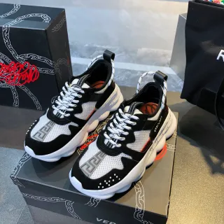 Versace Chain Reaction 黑色, 白色, 橙色厚底鞋