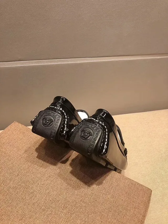Versace Chain Reaction Glossy Black Medusa Horsebit Loafers 2