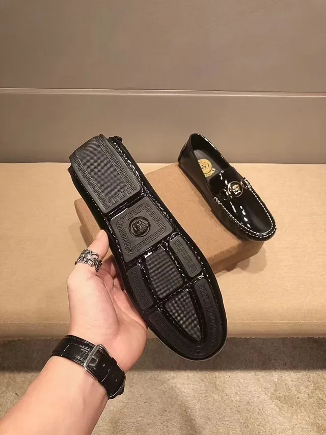 Versace Chain Reaction Glossy Black Medusa Horsebit Loafers 5