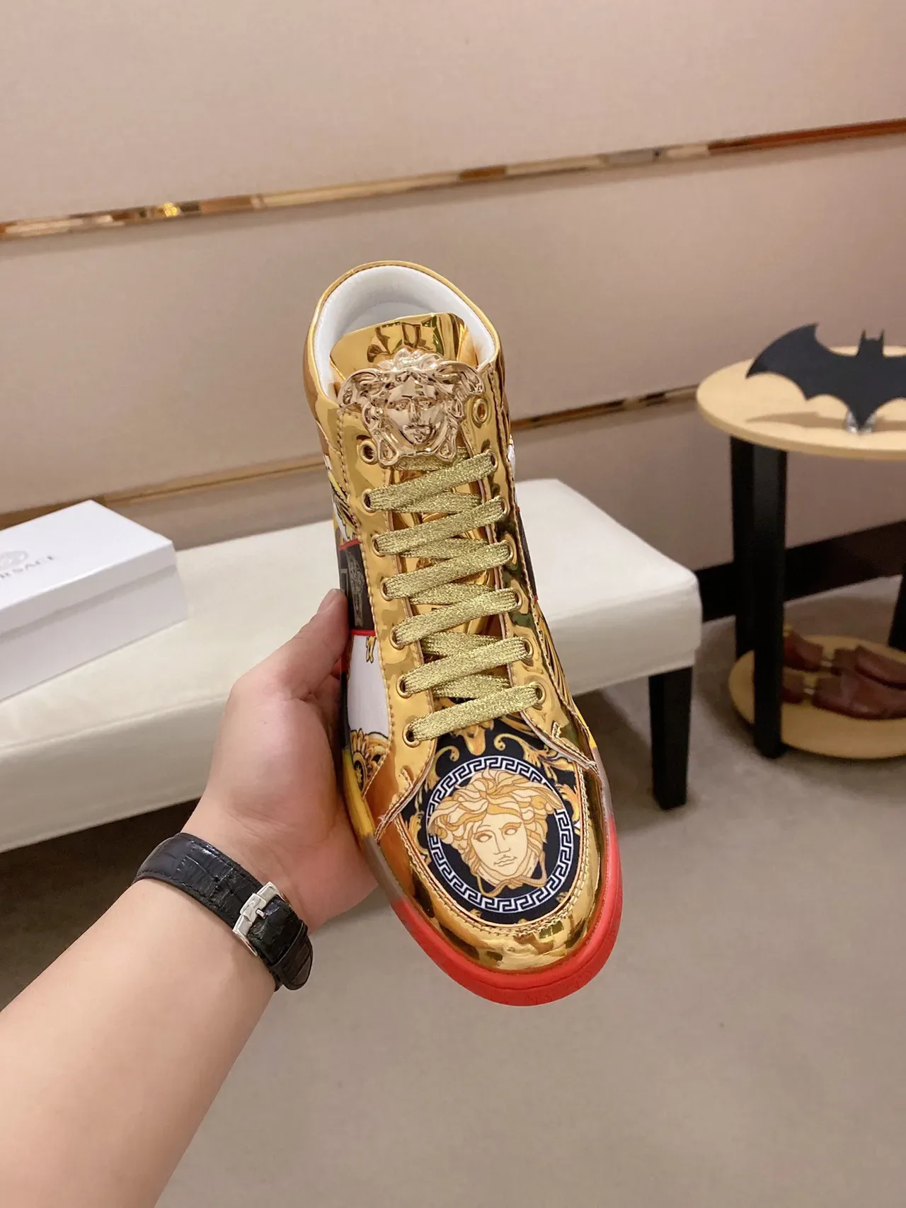 Versace Chain Reaction সোনালী Medusa Baroque Print লাইফস্টাইল স্নিকার 9