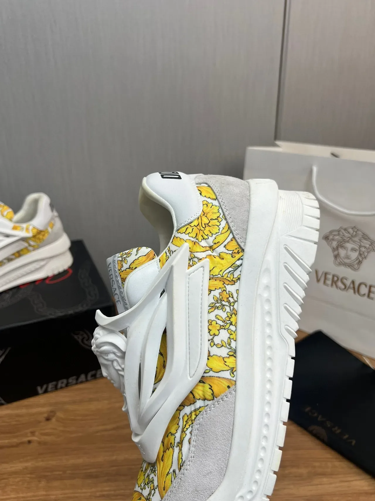 Versace Chain Reaction Yellow Baroque Print Chunky Sneakers 8