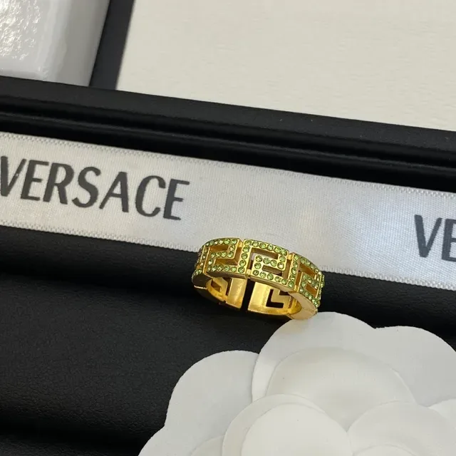 Versace Greca Odissea Crystal-Encrusted Gold-Tone Ring 4