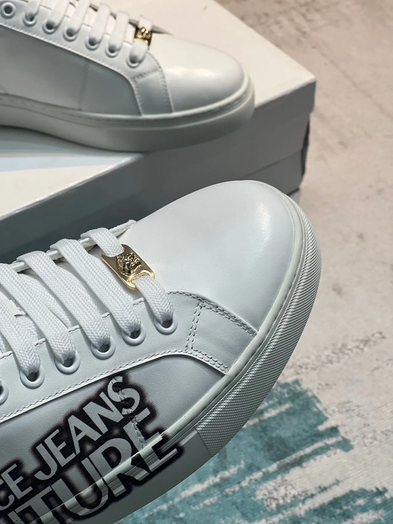 Versace Jeans Couture White Leather Logo Print Lifestyle Sneakers 3