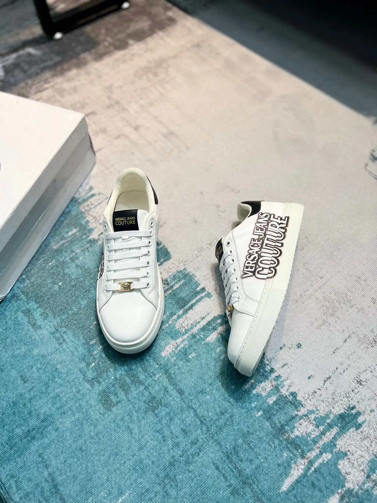 Versace Jeans Couture White Leather Logo Print Lifestyle Sneakers 4