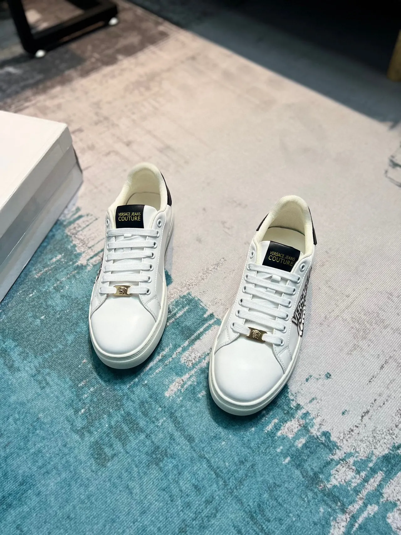Versace Jeans Couture White Leather Logo Print Lifestyle Sneakers 5