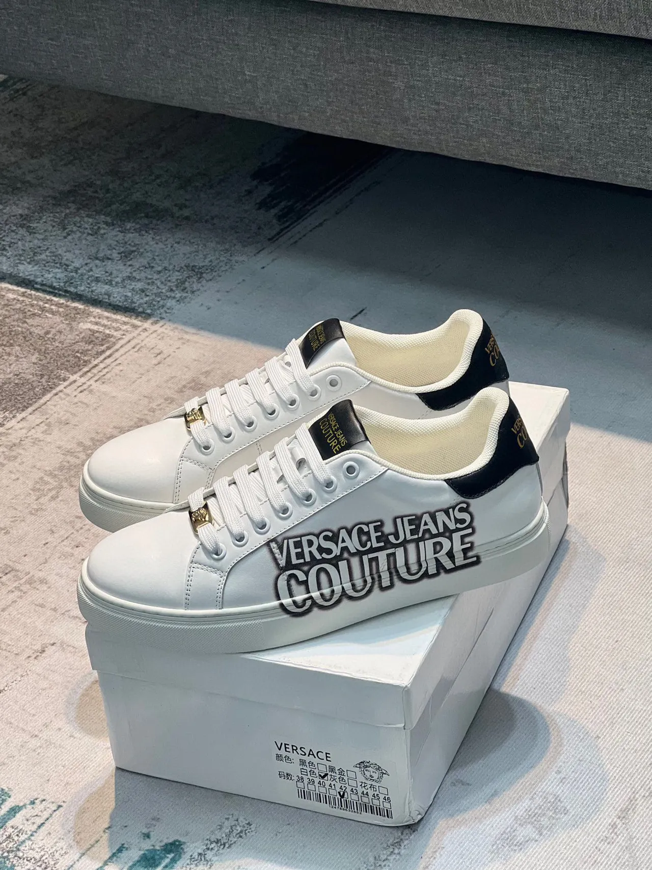 Versace Jeans Couture White Leather Logo Print Lifestyle Sneakers 9
