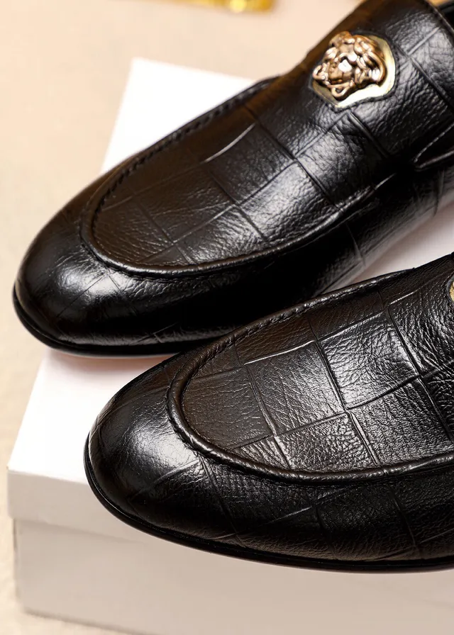 Versace Medusa Loafer Black Croc-Embossed Leather Loafers 5