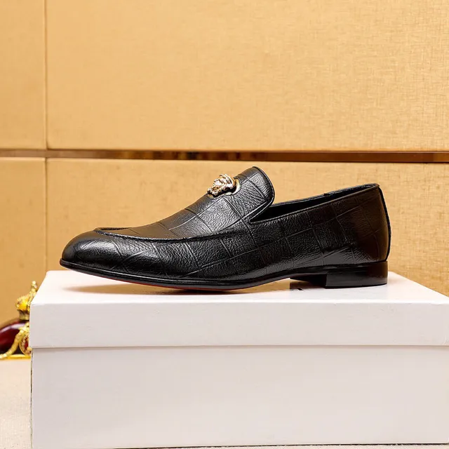 Versace Medusa Loafer Black Croc-Embossed Leather Loafers 6
